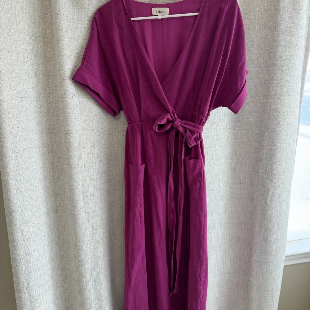Bohme Magenta Midi Wrap Dress